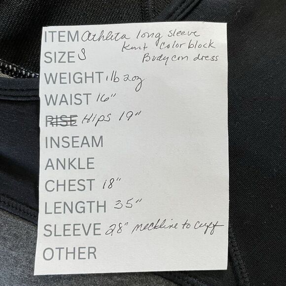 Athleta Dress Size Small Gray Black Color-block OMEGA Long Sleeve Bodycon Knit - Picture 11 of 11